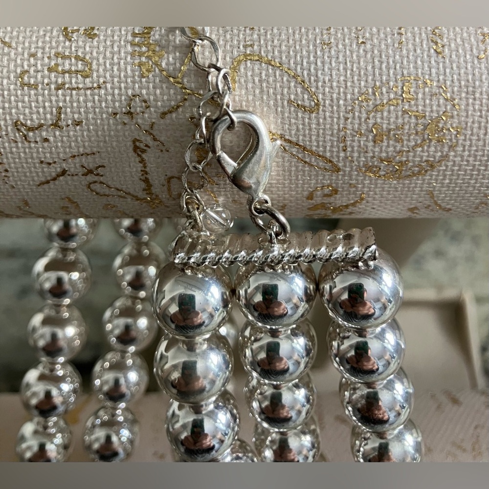 Vintage Bill Blass Three-Strand Silver-Tone Necklace - Picture 4 of 5